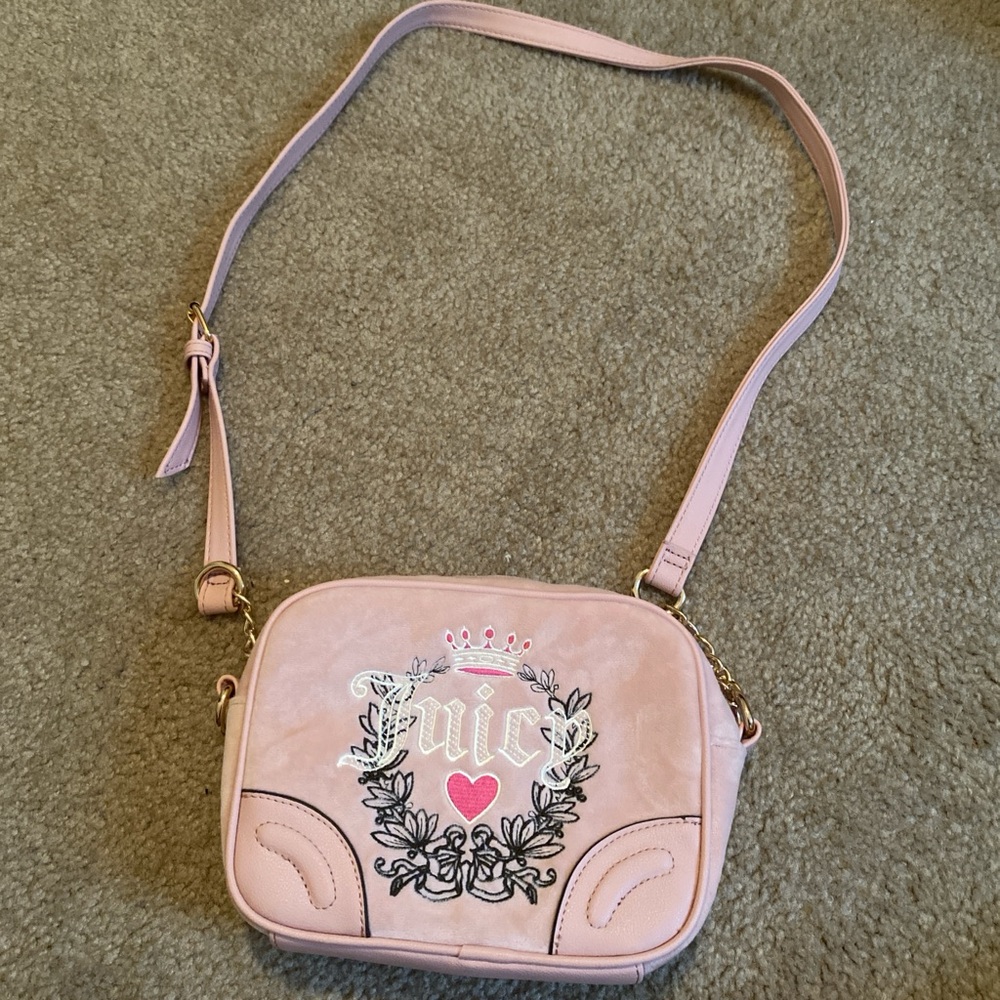 Juicy Couture Light Pink Embroidered Crossbody Bag
